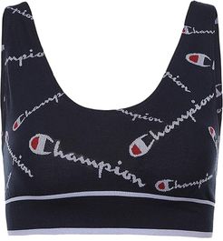 Print Sweatshirt Bralette (Tossed Script Navy) Women's Clothing