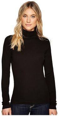 Heritage Rib Long Sleeve Turtleneck (Black 1) Women's Sweater