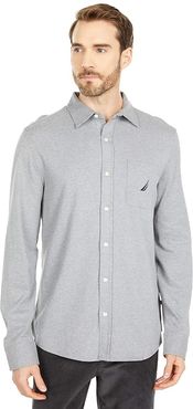 Long Sleeve Woven Shirt (Stone Grey Heather) Men's Long Sleeve Button Up