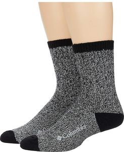 Super Soft Marled Rib Crew 2-Pack (Black/Black) Women's Crew Cut Socks Shoes