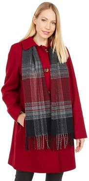 Short Button Front Wool Coat (Red) Women's Coat
