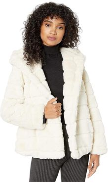 Goldie 3 Hooded Faux Fur Coat (Ivory) Women's Jacket