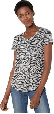 Short Sleeve Zebra Highlight Burnout Scoop Neck Tee (Silver Heather) Women's T Shirt