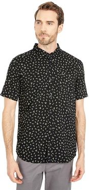 Scattered Short Sleeve Woven (Black) Men's Clothing