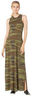 Eco-Jersey Printed Side Slit Maxi Dress Tank Dress (Camo) Women's Dress