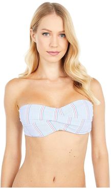 Nicholls Stripe Bandeau Top (Bimini Blue) Women's Swimwear