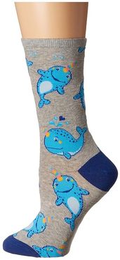 Unicorn of the Sea (Gray Heather) Women's Crew Cut Socks Shoes