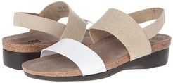 Pisces (Natural Fabric/White Leather) Women's Sandals