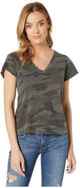 Katie Camo V-Neck (Vintage Olive Brown) Women's T Shirt