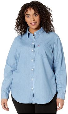 Relaxed Fit Shirt (Light Mid Wash) Women's Clothing