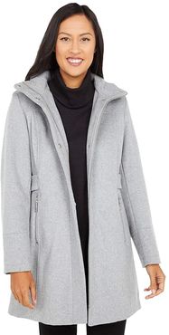 Hooded Wool Coat V20770-ZA (Light Grey) Women's Clothing
