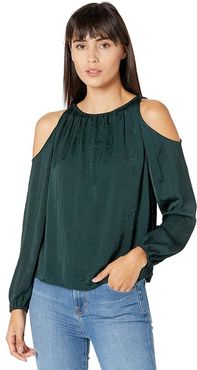 Long Sleeve Cold-Shoulder Blouse (Night Meadow) Women's Clothing