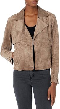 Faux Suede Cropped Open Trench Jacket (Seal The Deal) Women's Clothing