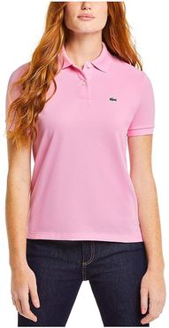 Short Sleeve Two-Button Classic Fit Pique Polo (Pinkish) Women's Clothing