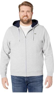 Full Zip Hoodie Fleece Sweatshirt (Silver Chine/Navy Blue) Men's Sweatshirt