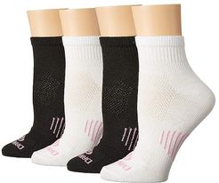 Cowgirl Certified DP LITES Quarter Socks 4-Pack (Black/White) Women's No Show Socks Shoes