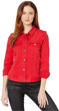 Classic Denim Jacket in Stretch Slub Twill (Red Ginger) Women's Coat