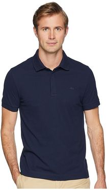 Short Sleeve Solid Stretch Pique Regular (Navy Blue) Men's Short Sleeve Pullover