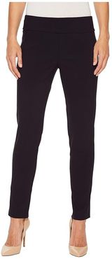 Control Stretch Pull-On Ankle Pants with Back Slit Detail (Navy) Women's Casual Pants