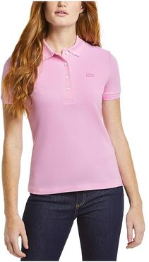 Short Sleeve Slim Fit Stretch Pique Polo (Pinkish) Women's Clothing