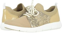 Tamara Perf (Tan Knit/Gold Metallic Snake-Print Leather) Women's  Shoes