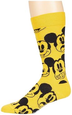 Disney Face It, Mickey Sock (Medium Yellow) Men's Crew Cut Socks Shoes