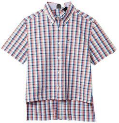 Seated Fit Plaid Short Sleeve Shirt (Exotic Coral) Men's Short Sleeve Button Up