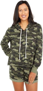 Lightweight French Terry Mash Up Hoodie (Green Shaded Camo) Women's Clothing