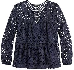 Ibreena Blouse in Florence Eyelet (Navy) Women's Clothing