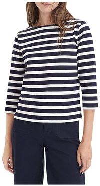 Structured Boatneck T-Shirt in Stripe (Icon Stripe Navy/Ivory) Women's Clothing
