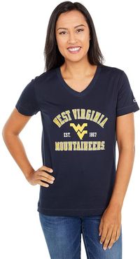 West Virginia Mountaineers University 2.0 V-Neck T-Shirt (Marine Midnight Navy) Women's Clothing