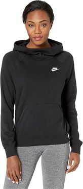 NSW Essential Funnel Pullover Fleece (Black/White) Women's Clothing