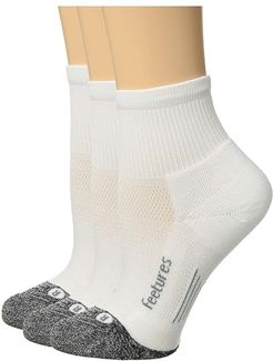 Elite Light Cushion Quarter 3-Pair Pack (White) Quarter Length Socks Shoes