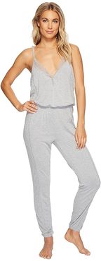 Always Long Lace Back Pajama Romper (Light Heather Gray) Women's Jumpsuit & Rompers One Piece