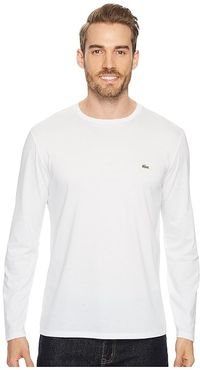 Long Sleeve Pima Jersey Crew Neck T-Shirt (White) Men's T Shirt