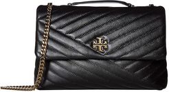 Kira Chevron Convertible Shoulder Bag (Black) Handbags