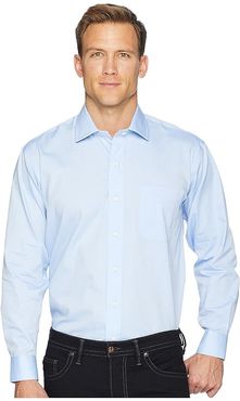 Solid Magnetically-Infused Pinpoint Dress Shirt- Spread Collar (Blue) Men's Clothing