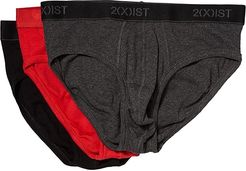 3-Pack ESSENTIAL No Show Brief (Black/Charcoal Heather/Red) Men's Underwear