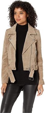 Suede Moto Jacket (French Taupe) Women's Coat