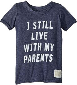 I Still Live with My Parents Short Sleeve Tri-Blend Tee (Toddler) (Streaky Navy) Boy's T Shirt