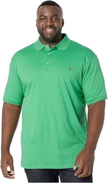 Big Tall Soft Cotton Polo (Palm Green Heather) Men's Clothing