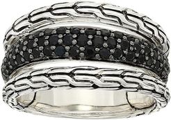 Classic Chain Ring with Black Sapphire and Black Spinel (Silver) Ring