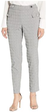Plaid Straight Pants with Buttons (Light Grey Glen Plaid) Women's Casual Pants