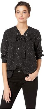 Laila Lace-Up Blouse (Polka Dot) Women's Blouse