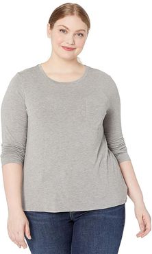 Plus Size Foundation Long Sleeve (Heather Grey) Women's Clothing