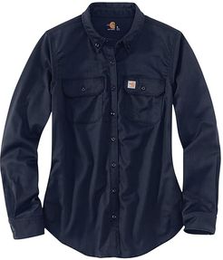 Flame-Resistant Rugged Flex Twill Shirt (Dark Navy) Women's Clothing