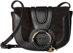 Hana Mini Suede and Leather Crossbody (Black) Handbags