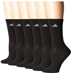 Athletic 6-Pack Crew Socks (Black/Aluminum 2) Women's Crew Cut Socks Shoes