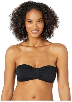 Island Goddess Draped Bandeau Top (Black) Women's Swimwear