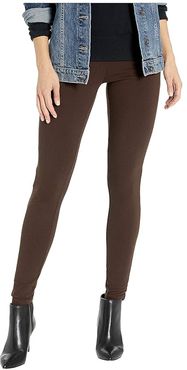 Wide Waistband Blackout Cotton Leggings (Espresso) Women's Casual Pants